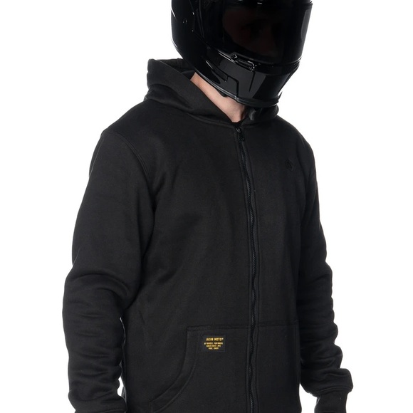 AKIN MOTO MOTORCYCLE HOODIE XL BLACK MENS KEVLAR ARMOR PROTECTIVE GEAR - Picture 7 of 8